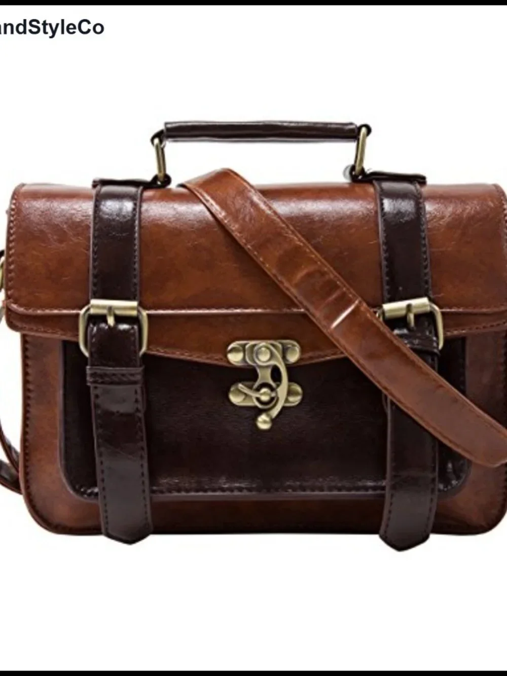 ECOSUSI Women PU Leather Satchel Purse Vintage College Crossbody Messenger Bag